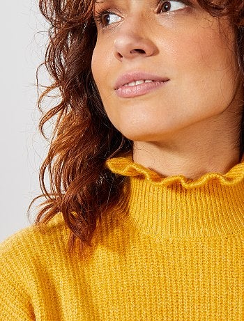 Jersey de punto de fantasía con volante en el cuello. - Kiabi