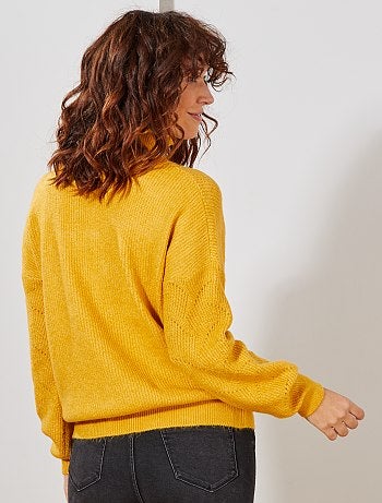 Jersey de punto de fantasía con volante en el cuello. - Kiabi