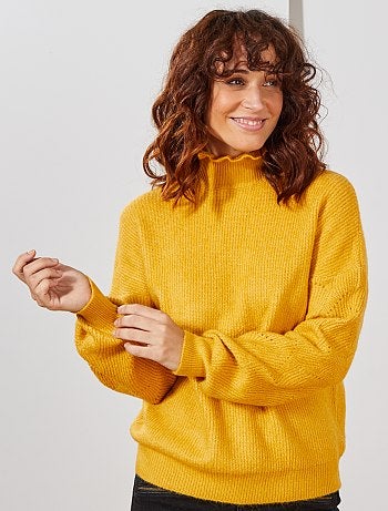 Jersey de punto de fantasía con volante en el cuello. - Kiabi