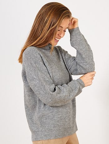 Jersey de punto de fantasía con volante en el cuello. - Kiabi