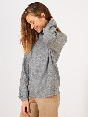 Jersey de punto de fantasía con volante en el cuello. - Kiabi