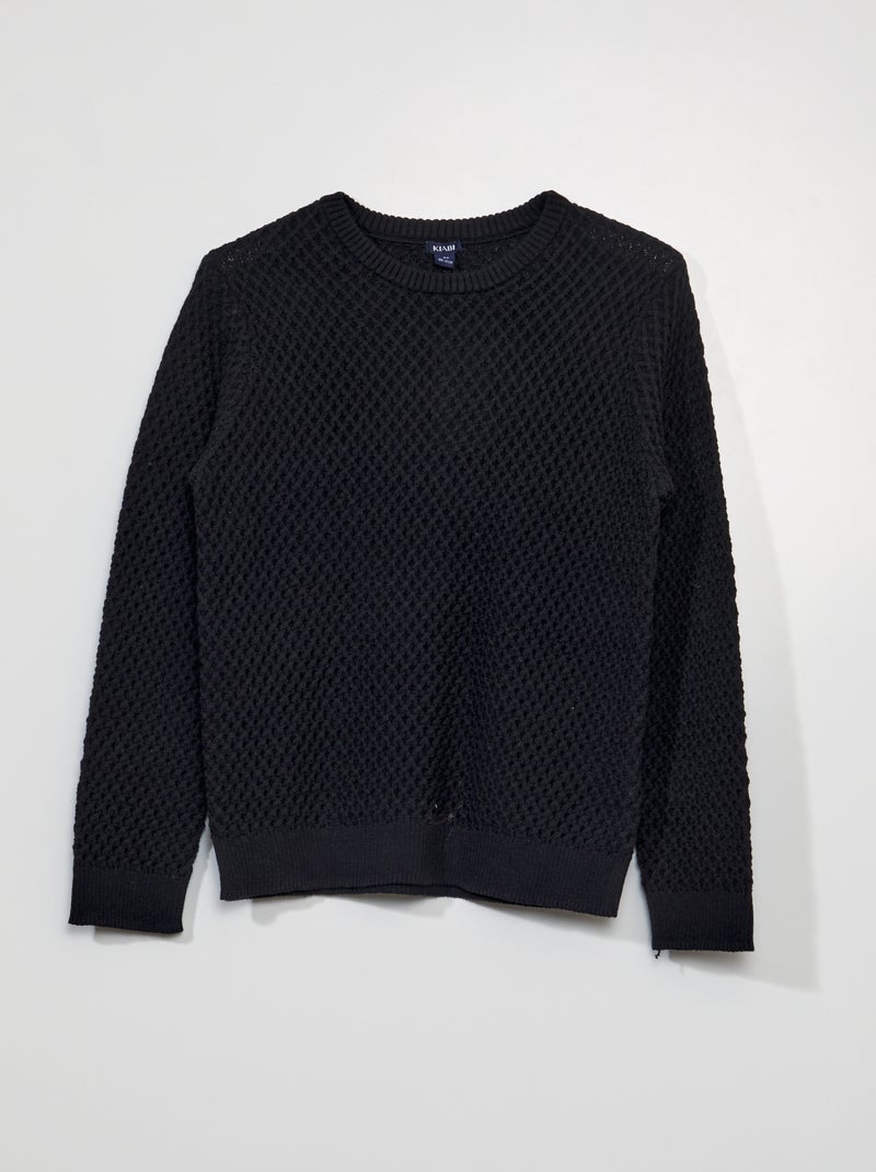 Jersey de punto de fantasía negro - Kiabi