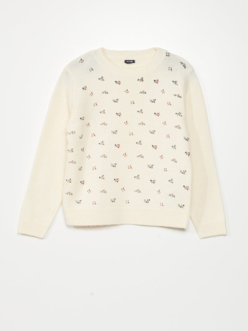 Jersey de punto de flores BLANCO - Kiabi