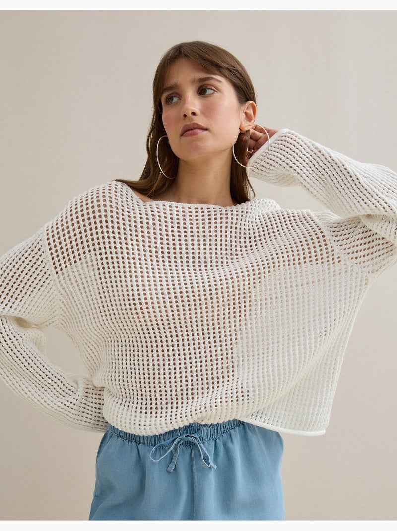 Jersey de punto de ganchillo, MO Fashion Blanco - Kiabi