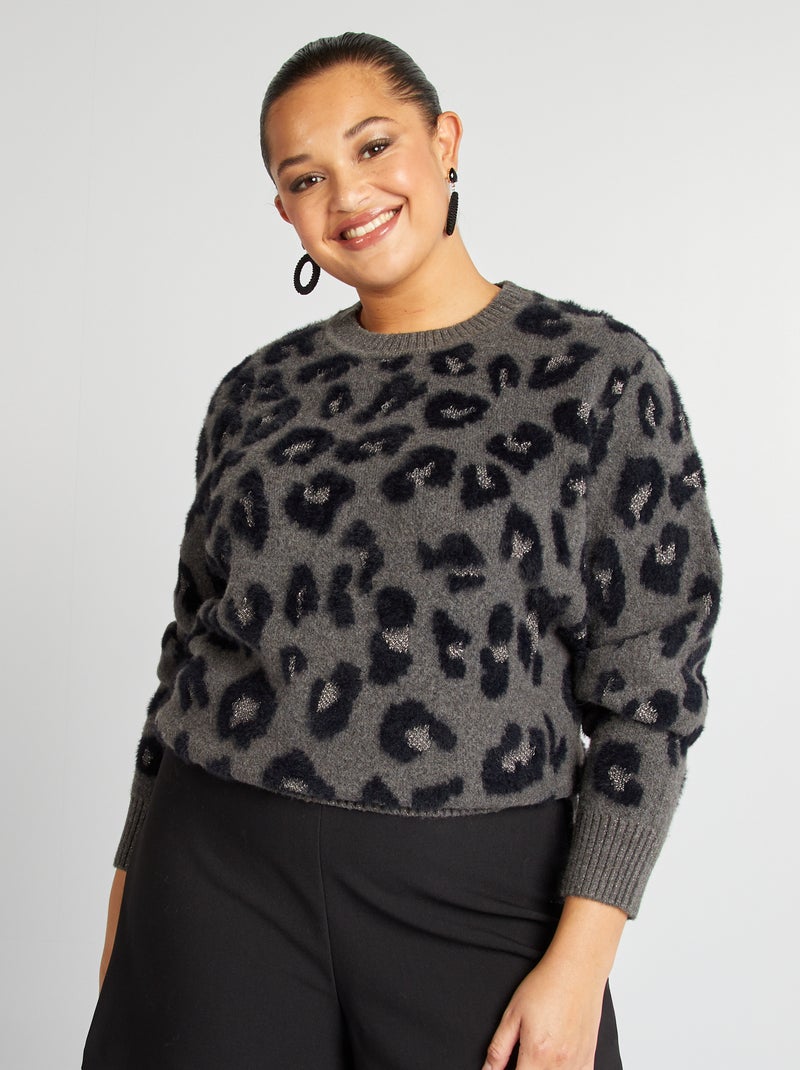 Jersey de punto de 'leopardo' brillante 'Only Carmakoma' GRIS - Kiabi