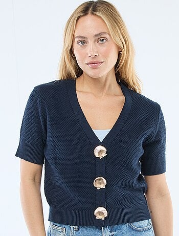 Jersey de punto de manga corta abotonado