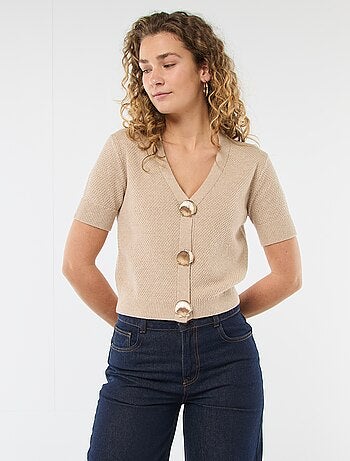 Jersey de punto de manga corta abotonado