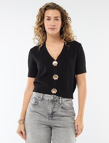 Jersey de punto de manga corta abotonado