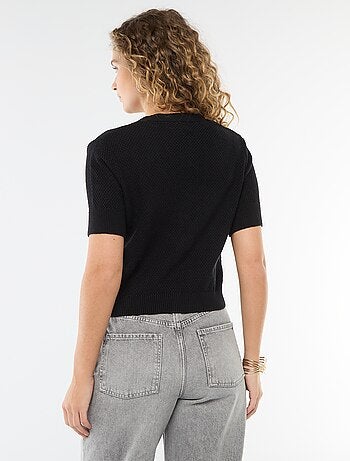 Jersey de punto de manga corta abotonado