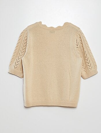 Jersey de punto de manga corta con cuello de pico 'JDY'