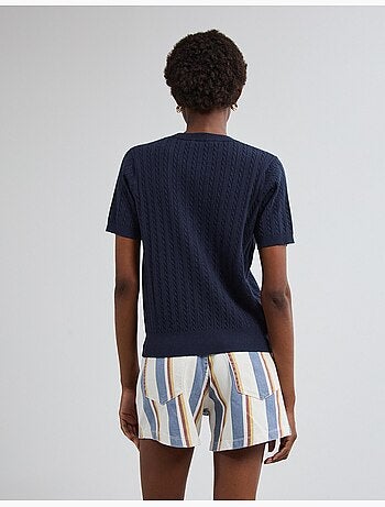 Jersey de punto de manga corta, mo fashion