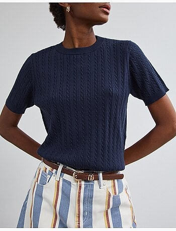 Jersey de punto de manga corta, mo fashion
