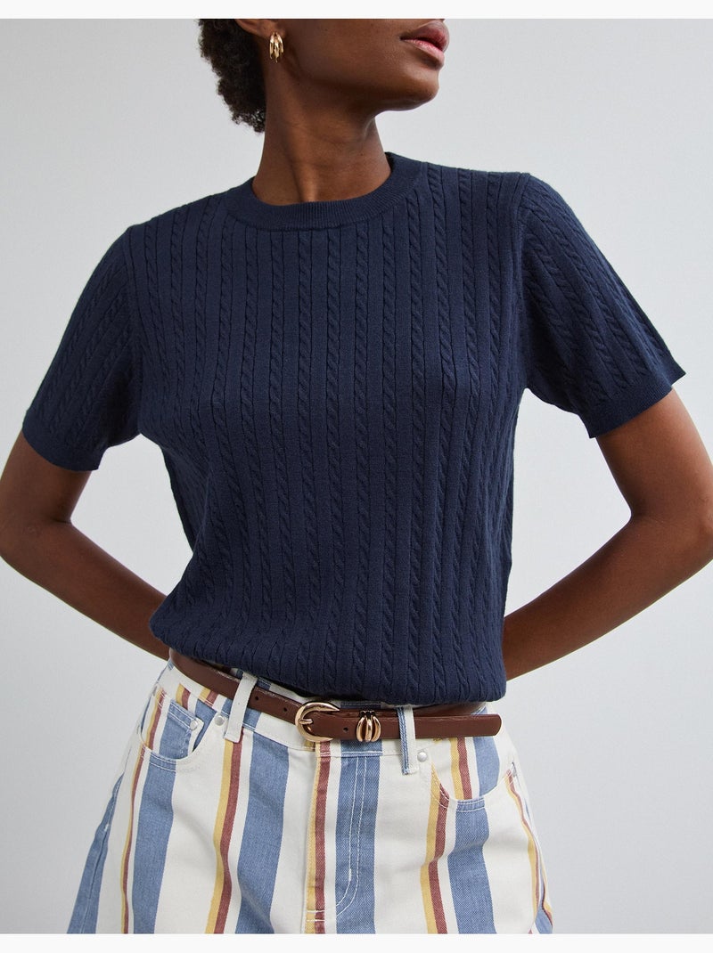 Jersey de punto de manga corta, mo fashion Azul - Kiabi