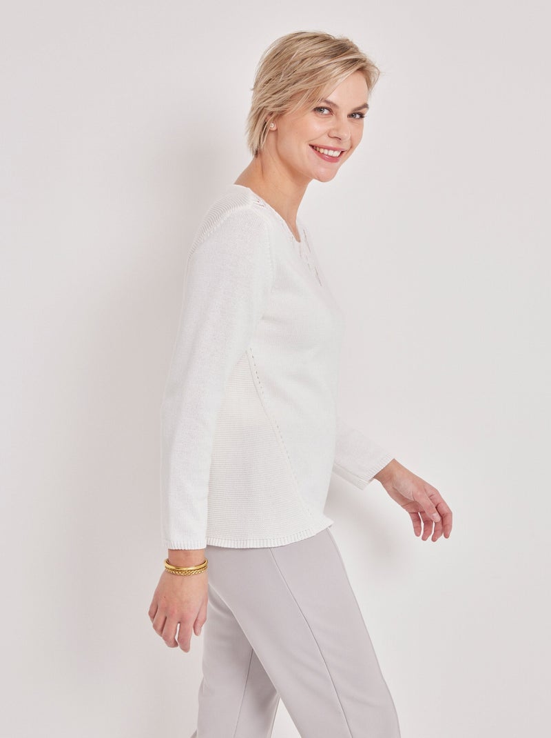 Jersey de punto de manga larga - Afibel Blanco - Kiabi