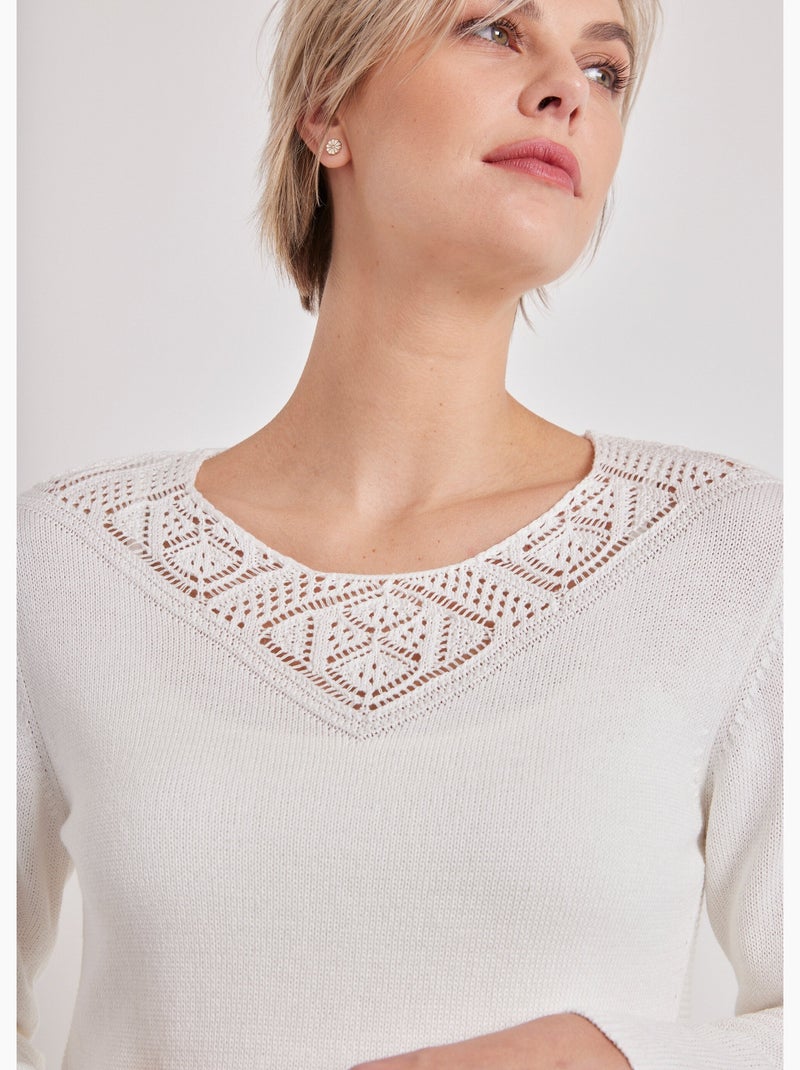 Jersey de punto de manga larga - Afibel Blanco - Kiabi
