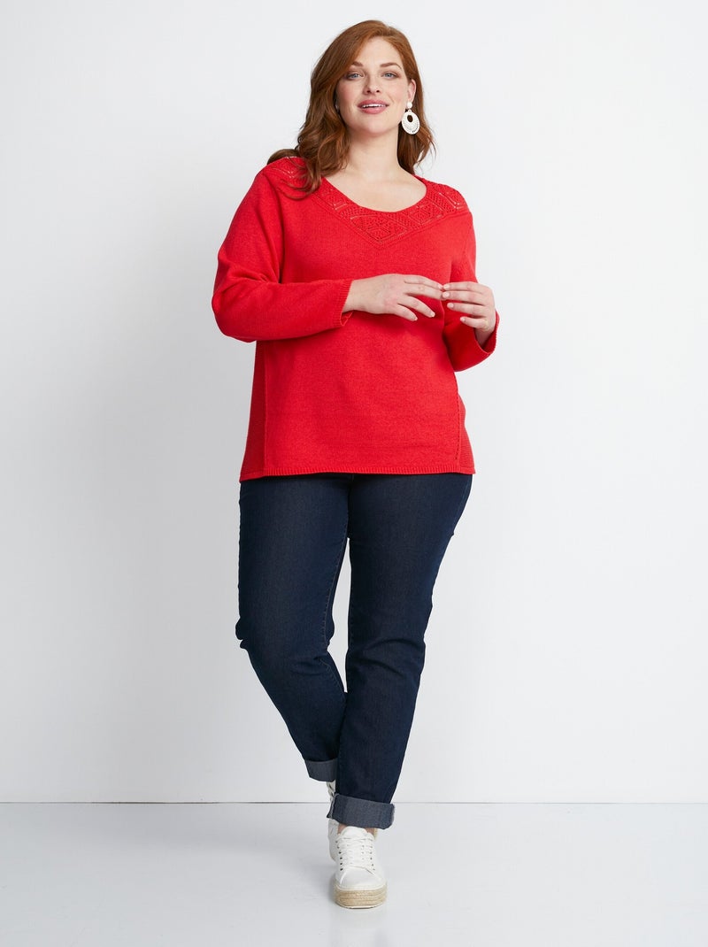 Jersey de punto de manga larga - Afibel Rojo - Kiabi