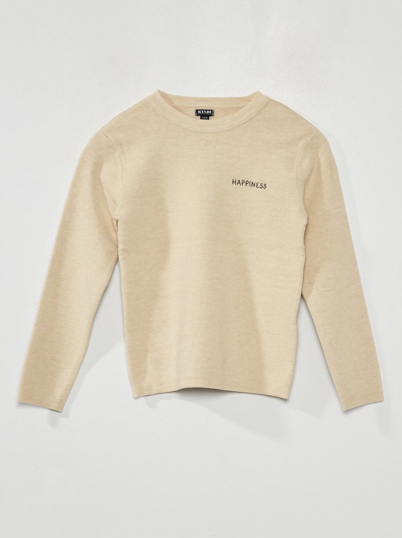 Jersey de punto de manga larga BEIGE - Kiabi