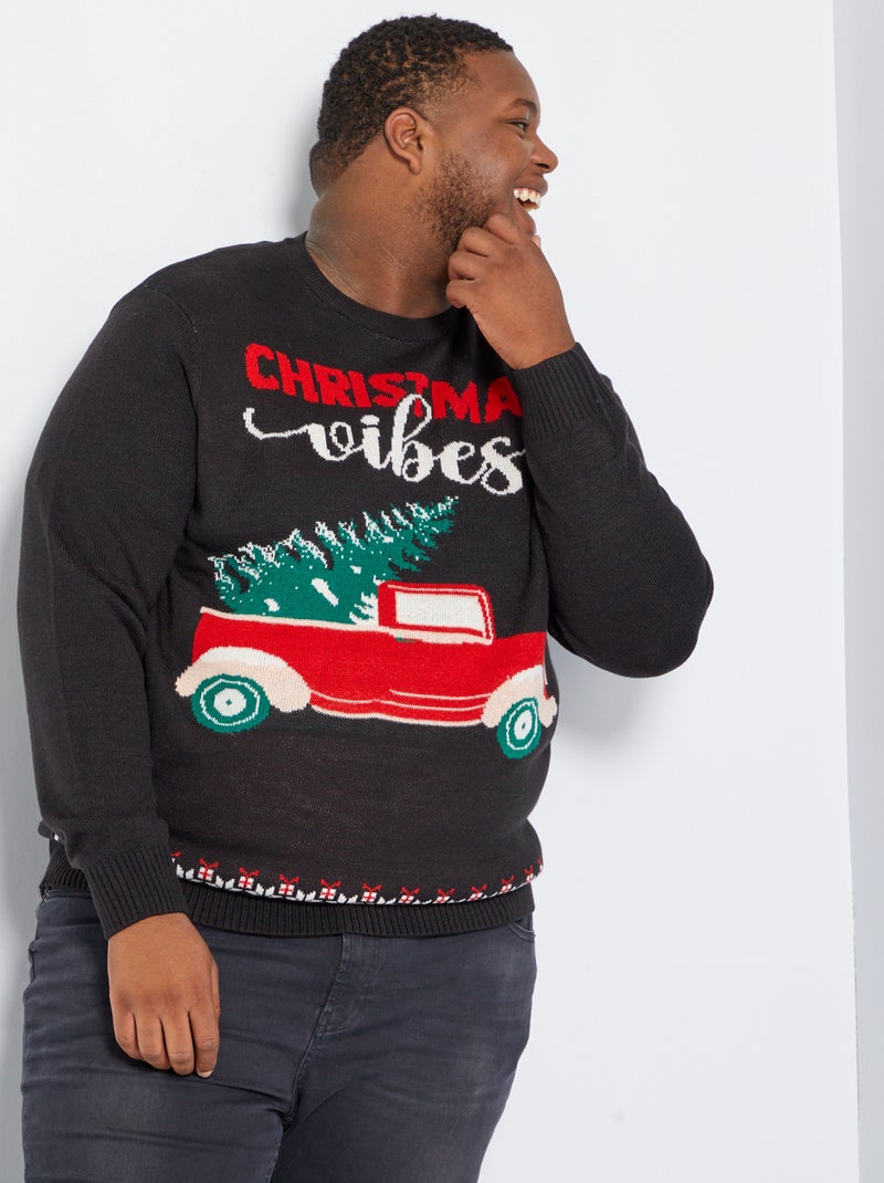 Jersey de punto de Navidad NEGRO - Kiabi