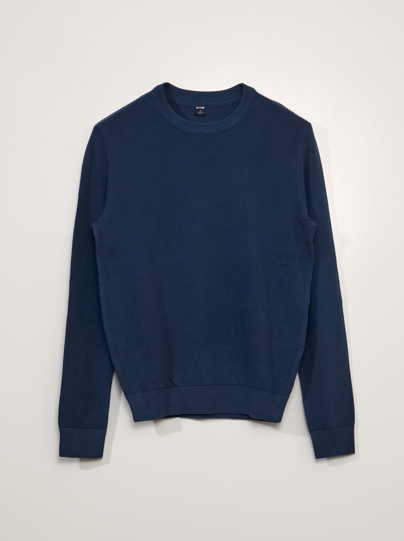 Jersey de punto de nido de abeja AZUL - Kiabi