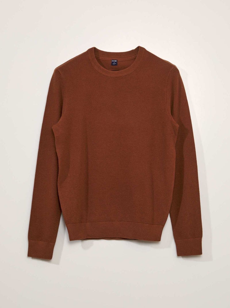 Jersey de punto de nido de abeja MARRON - Kiabi