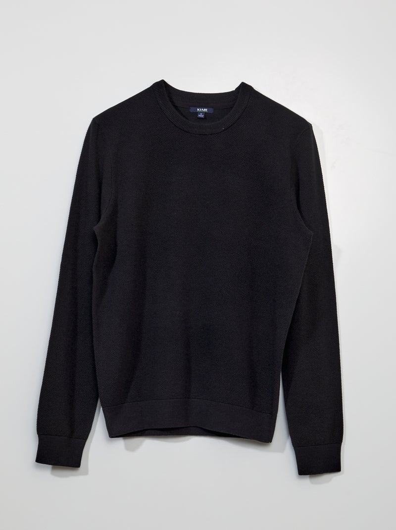 Jersey de punto de nido de abeja negro - Kiabi