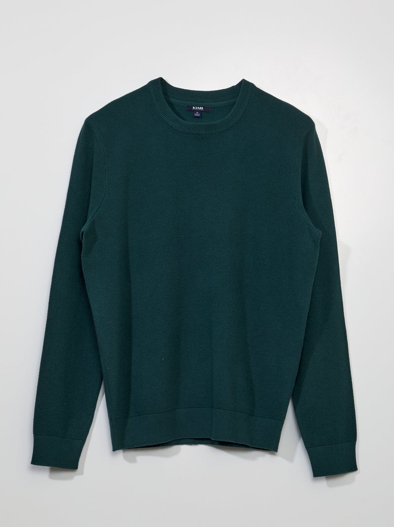 Jersey de punto de nido de abeja VERDE - Kiabi