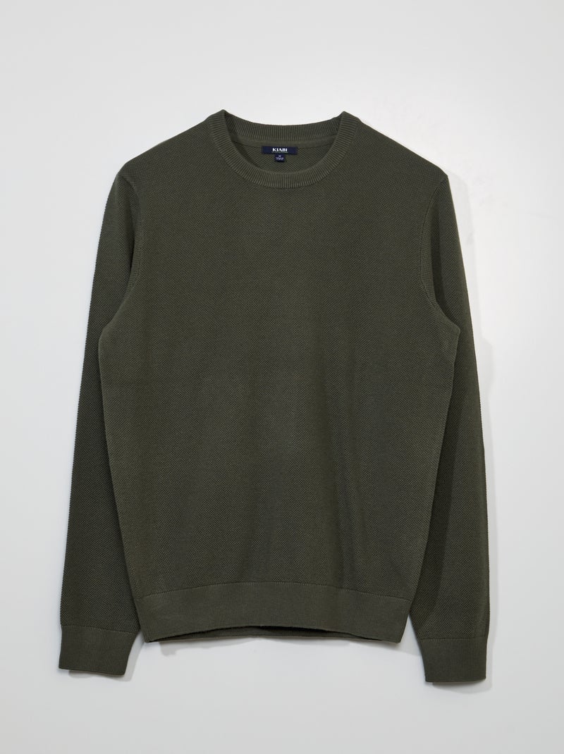 Jersey de punto de nido de abeja VERDE - Kiabi