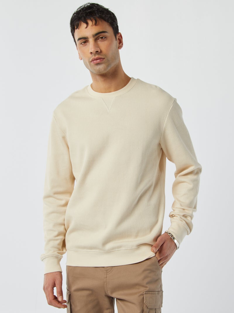 Jersey de punto de piqué con cuello redondo BLANCO - Kiabi