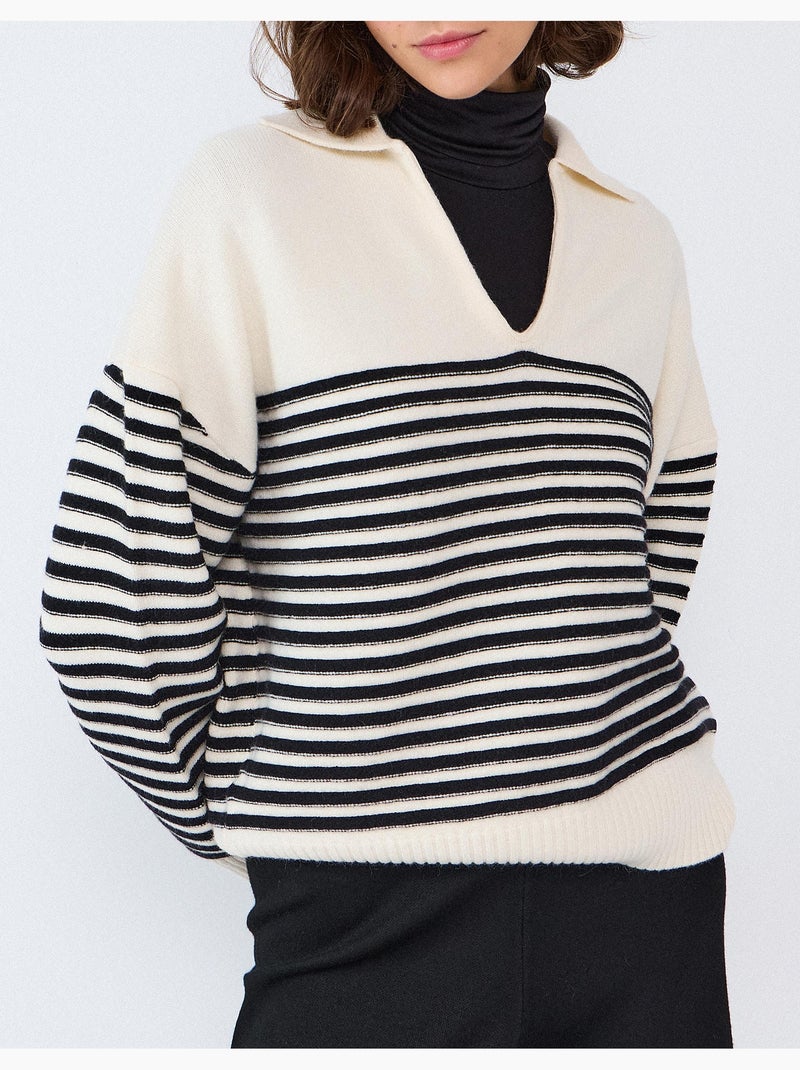 Jersey de punto de rayas, mo fashion Negro - Kiabi