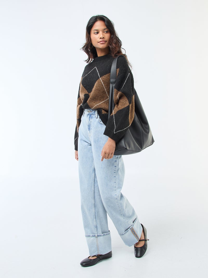 Jersey de punto de rombos Marron - Kiabi