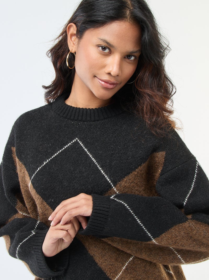 Jersey de punto de rombos Marron - Kiabi