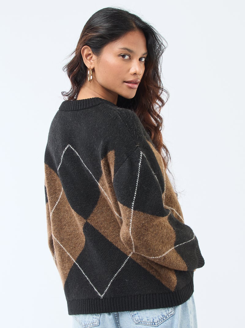 Jersey de punto de rombos Marron - Kiabi