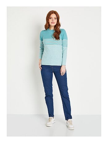 Jersey corto de punto canalé con cuello alto - Afibel