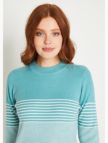 Jersey corto de punto canalé con cuello alto - Afibel