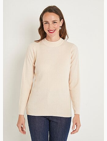 Jersey corto de punto canalé con cuello alto