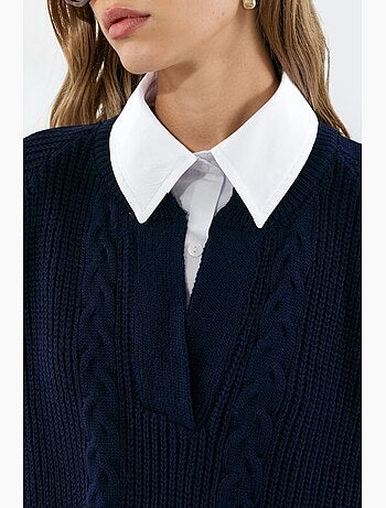 Jersey de punto estampado con cuello camisero hiccup