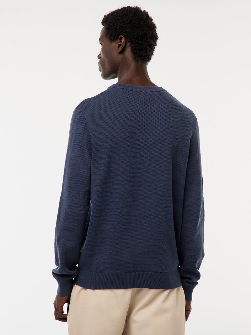 Jersey de punto fantasía con cuello redondo Azul - Kiabi