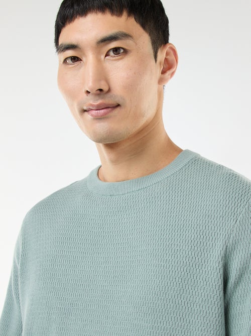 Jersey de punto fantasía con cuello redondo - Kiabi