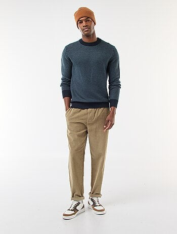 Jersey de punto fantasía cuello redondo