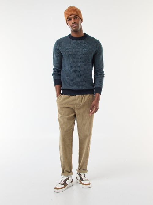 Jersey de punto fantasía con cuello redondo - Kiabi