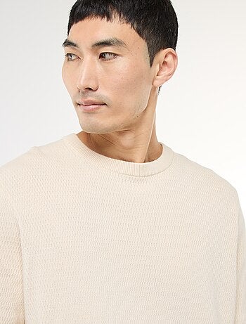 Jersey de punto fantasía con cuello redondo