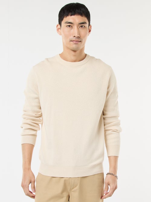 Jersey de punto fantasía con cuello redondo - Kiabi