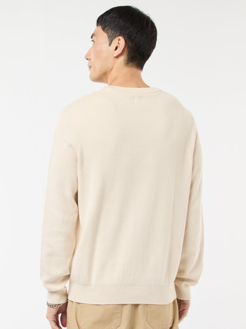 Jersey de punto fantasía con cuello redondo Blanco - Kiabi