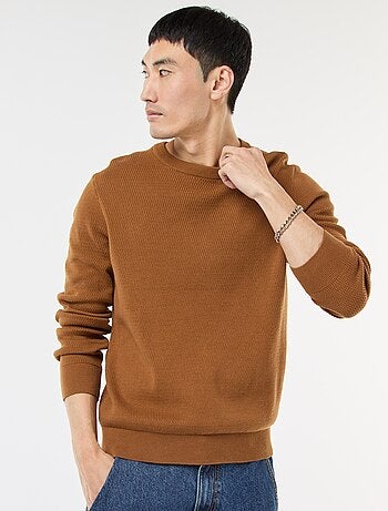 Jersey de punto fantasía con cuello redondo