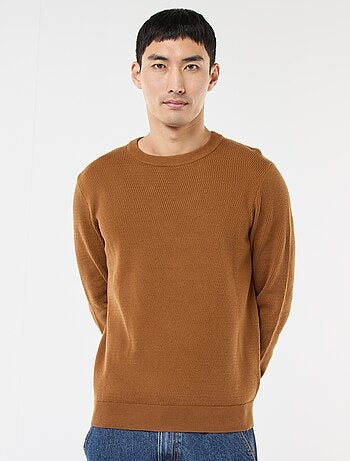 Jersey de punto fantasía con cuello redondo