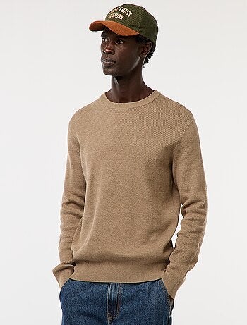 Jersey de punto fantasía con cuello redondo