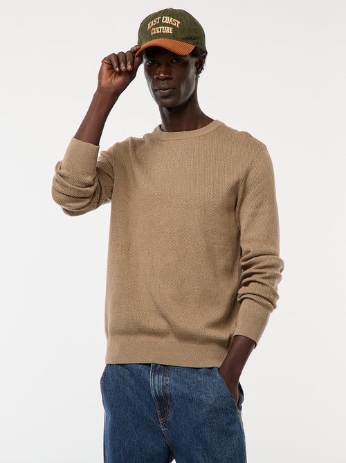 Jersey de punto fantasía con cuello redondo - Kiabi