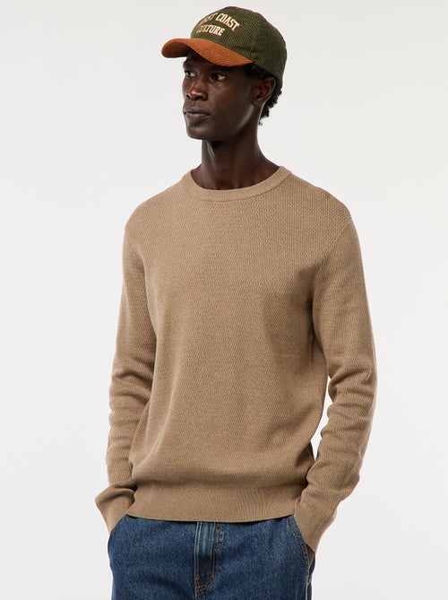 Jersey de punto fantasía con cuello redondo - Kiabi