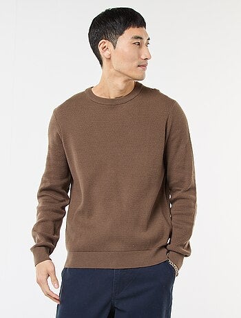 Jersey de punto fantasía con cuello redondo