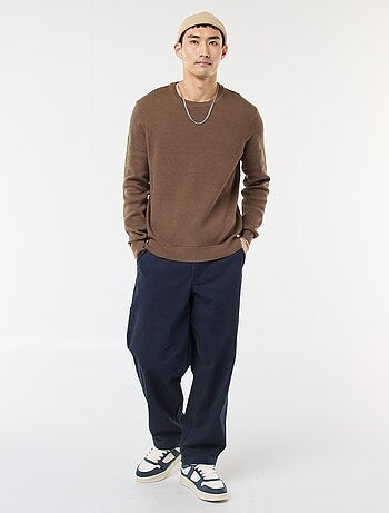 Jersey de punto fantasía con cuello redondo